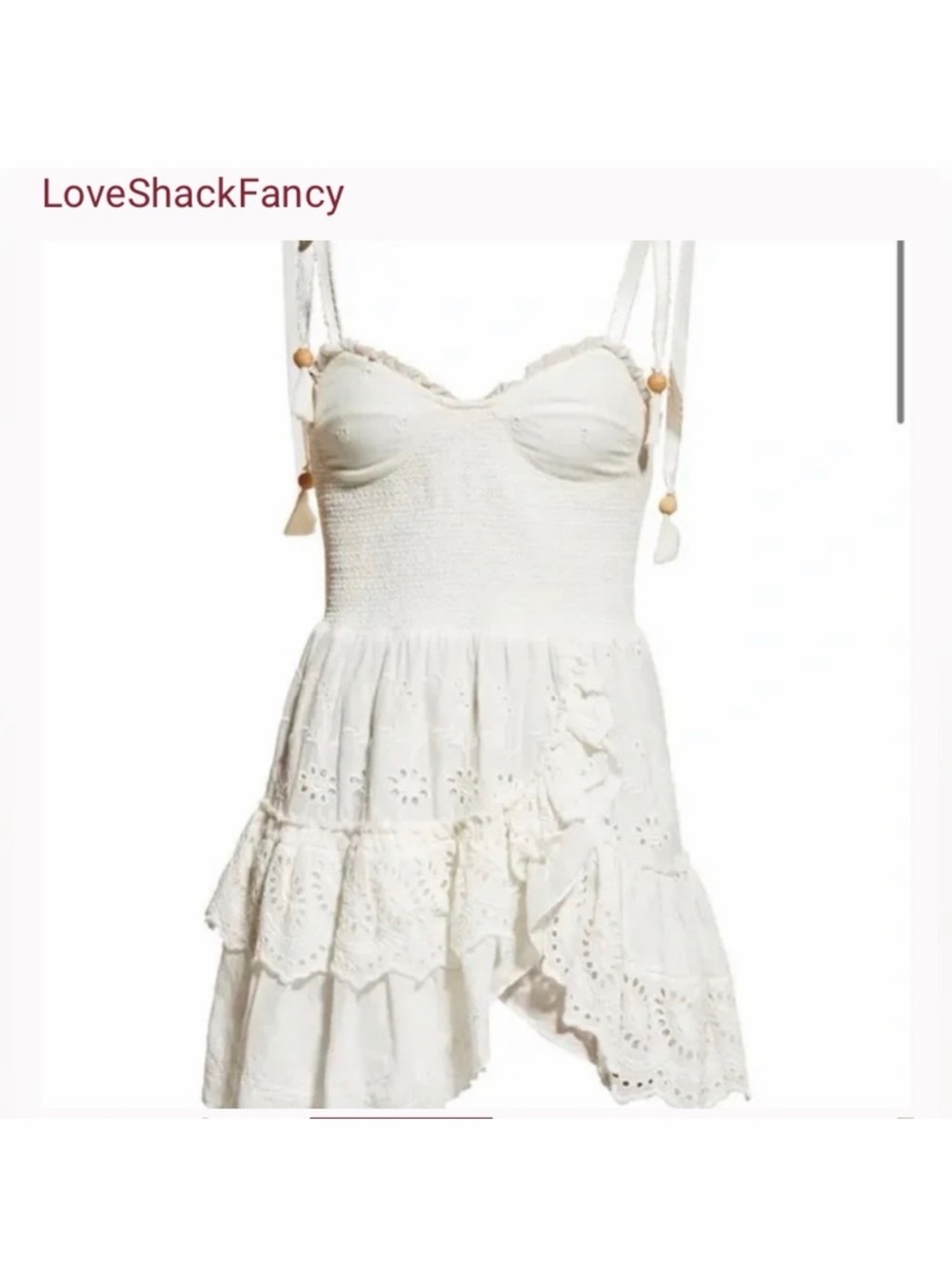 LoveShackFancy White Olani Mini Dress XS - Picture 2 of 8